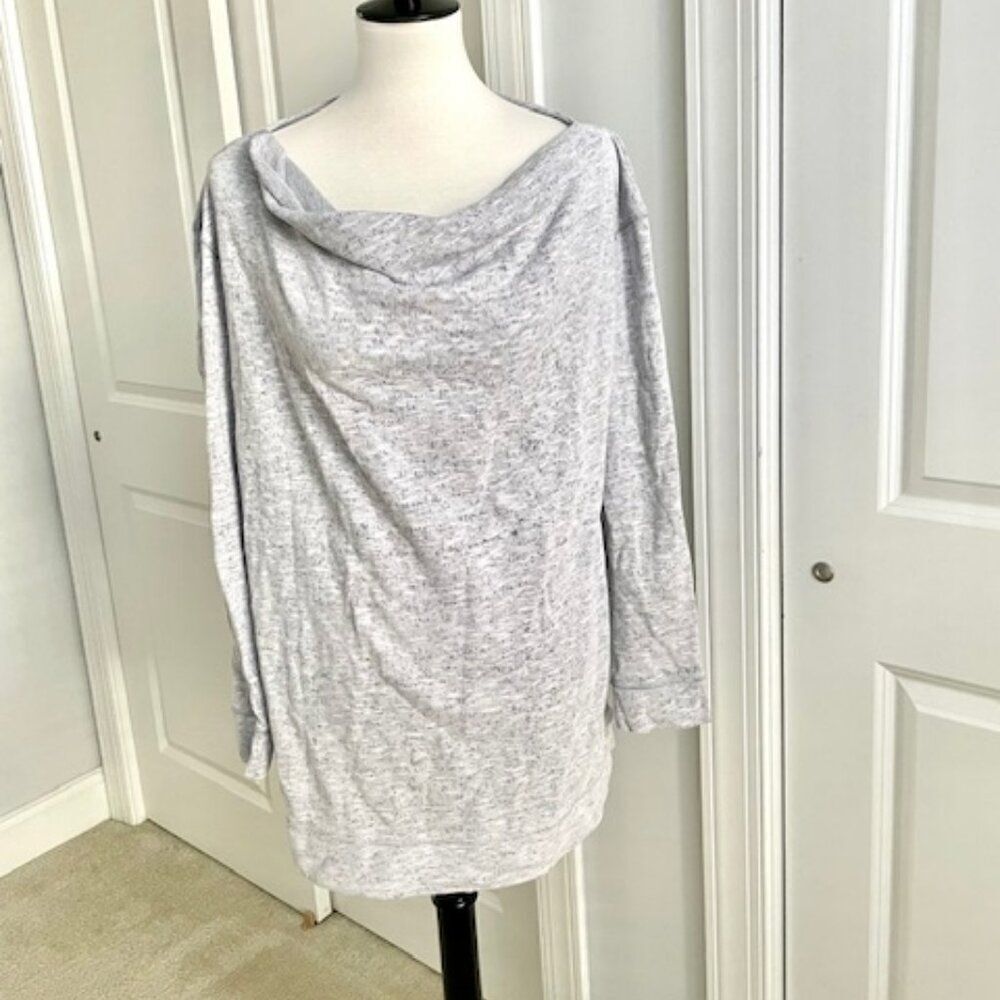 Columbia Blue Gray Cowl Neck Long Sweater Pullover Top Sweatshirt Size Large